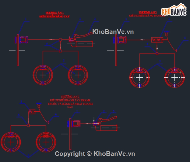 Bản vẽ cad,hệ thống phanh xe chở rác,xe chở rác 3 bánh