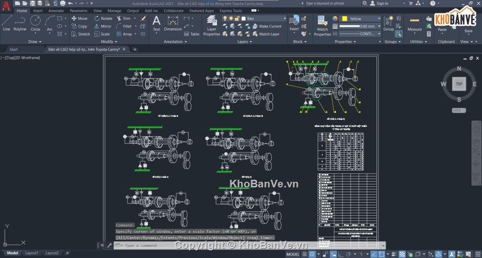 bản vẽ hộp số tự động,autocad hộp số tự động,bản vẽ cad hộp số camry