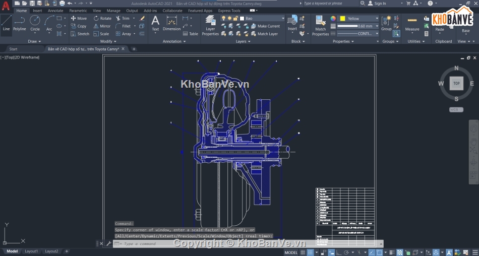 bản vẽ hộp số tự động,autocad hộp số tự động,bản vẽ cad hộp số camry