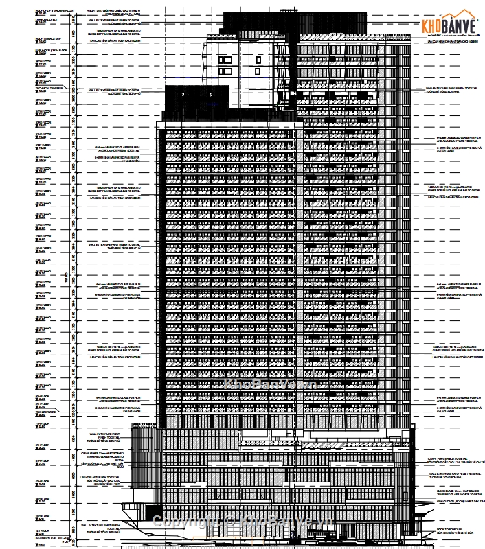 kiến trúc khách sạn,khách sạn,file cad kiến trúc đầy đủ,bản vẽ kiến trúc khách sạn
