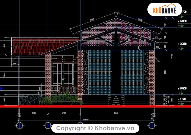 mẫu nhà trệt,nhà trệt mái thái,thiết kế nhà trệt,nhà vườn kích thước 10x14.5m