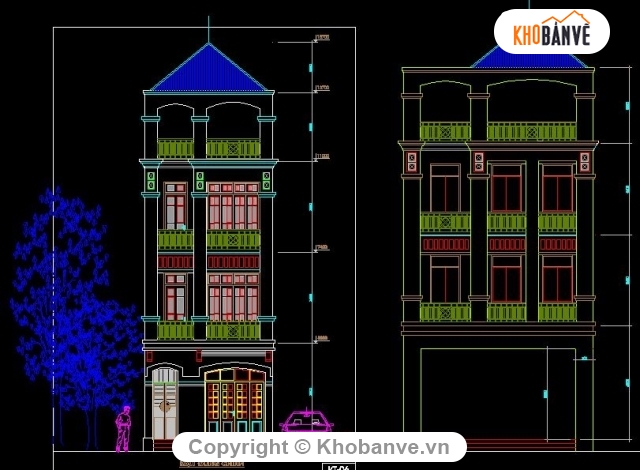 Bản vẽ nhà phố,nhà 4 tầng,nhà phố kt 4.8x13m,mẫu nhà 4 tầng đẹp,cad nhà dân 4 tầng