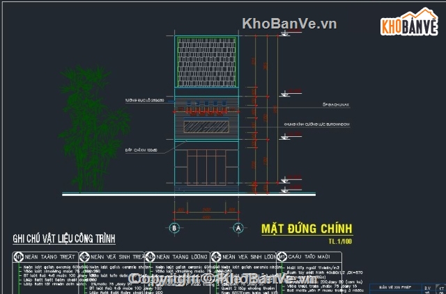 Bản vẽ CAD nhà phố 2 tầng 4x17.3m (Kiến trúc, điện nước)