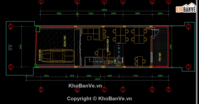 kiến trúc nhà phố 4 tầng,Bản vẽ CAD nhà phố 4 tầng 5x16m ( kiến trúc,kết cấu,điện nước),kiến trúc kết cấu điện nước nhà 4 tầng