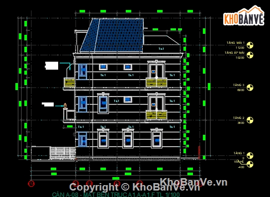 kiến trúc nhà phố 4 tầng,Bản vẽ CAD nhà phố 4 tầng 5x16m ( kiến trúc,kết cấu,điện nước),kiến trúc kết cấu điện nước nhà 4 tầng