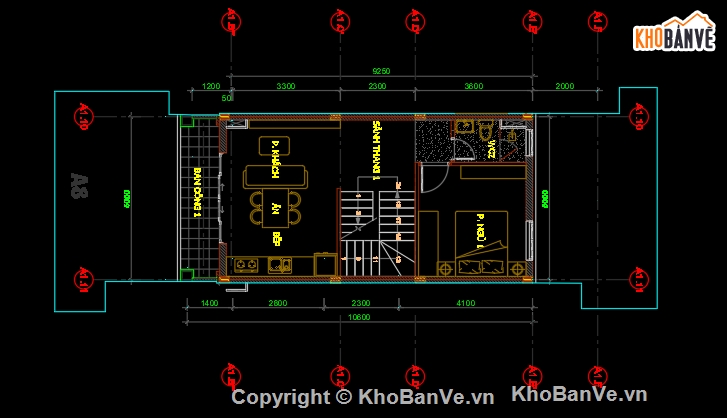 kiến trúc nhà phố 4 tầng,Bản vẽ CAD nhà phố 4 tầng 5x16m ( kiến trúc,kết cấu,điện nước),kiến trúc kết cấu điện nước nhà 4 tầng,nhà phố 5 tầng 5x16m