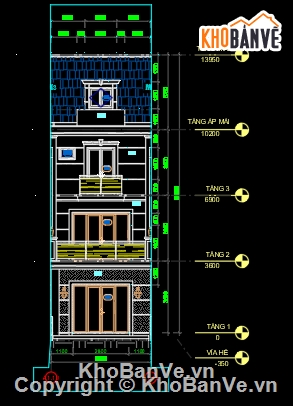 kiến trúc nhà phố 4 tầng,Bản vẽ CAD nhà phố 4 tầng 5x16m ( kiến trúc,kết cấu,điện nước),kiến trúc kết cấu điện nước nhà 4 tầng,nhà phố 5 tầng 5x16m