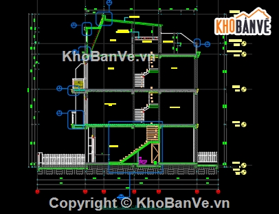 kiến trúc nhà phố 4 tầng,Bản vẽ CAD nhà phố 4 tầng 5x16m ( kiến trúc,kết cấu,điện nước),kiến trúc kết cấu điện nước nhà 4 tầng,nhà phố 5 tầng 5x16m