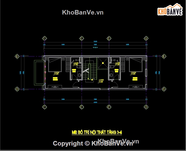 nhà 5 tầng,nhà phố 5 tầng,cad nhà phố 5 tầng,Bản vẽ nhà 5 tầng