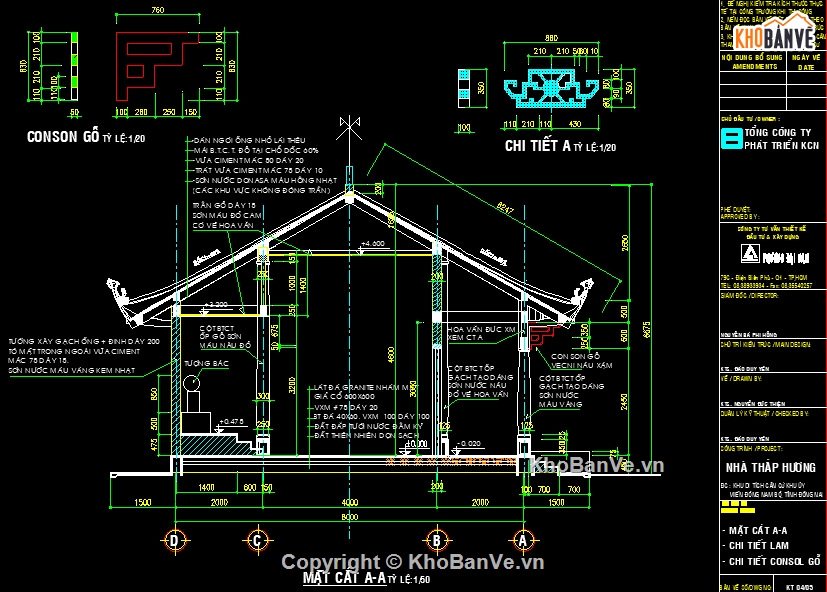 Bản vẽ CAD Nhà thắp hương 8x15m Gồm kiến trúc, kết cấu, điện