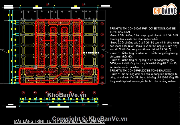 Bản vẽ cad thi công cầu,Bản vẽ cad phá dỡ kết cầu sàn bê tông thi công cọc,phá dỡ sàn bê tông,đục bê tông sàn biện pháp cọc biển