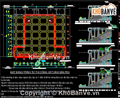 Bản vẽ cad thi công cầu,Bản vẽ cad phá dỡ kết cầu sàn bê tông thi công cọc,phá dỡ sàn bê tông,đục bê tông sàn biện pháp cọc biển