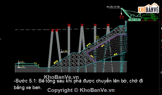 Bản vẽ cad thi công cầu,Bản vẽ cad phá dỡ kết cầu sàn bê tông thi công cọc,phá dỡ sàn bê tông,đục bê tông sàn biện pháp cọc biển