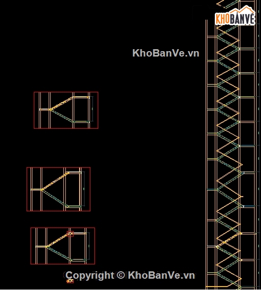 Bản vẽ cad thiết kế chi tiết liên kết cầu thang thoát hiểm bằng thép