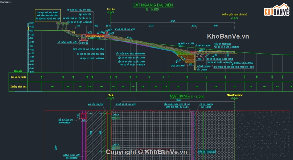 thiết kế kè,kè biển,kè cừ ván,cad kè biển cừ ván,SW400A,thiết kế kè biển trọn bộ