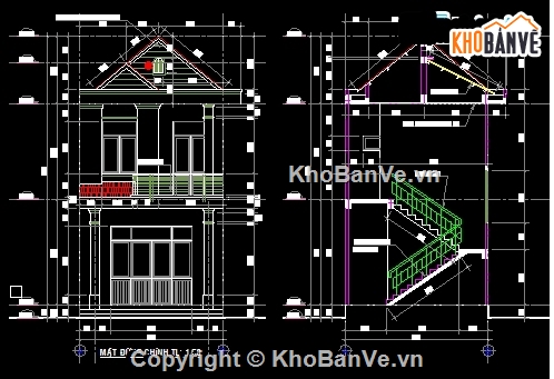 file cad mặt bằng,Nhà mặt phố 5.5x16m,bản vẽ kiến trúc nhà 2 tầng,nhà phố 2 tầng,thiết kế nhà phố 2 tầng