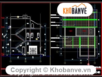 Bản vẽ nhà phố,nhà phố 3 tầng,cầu thang nhà 3 tầng