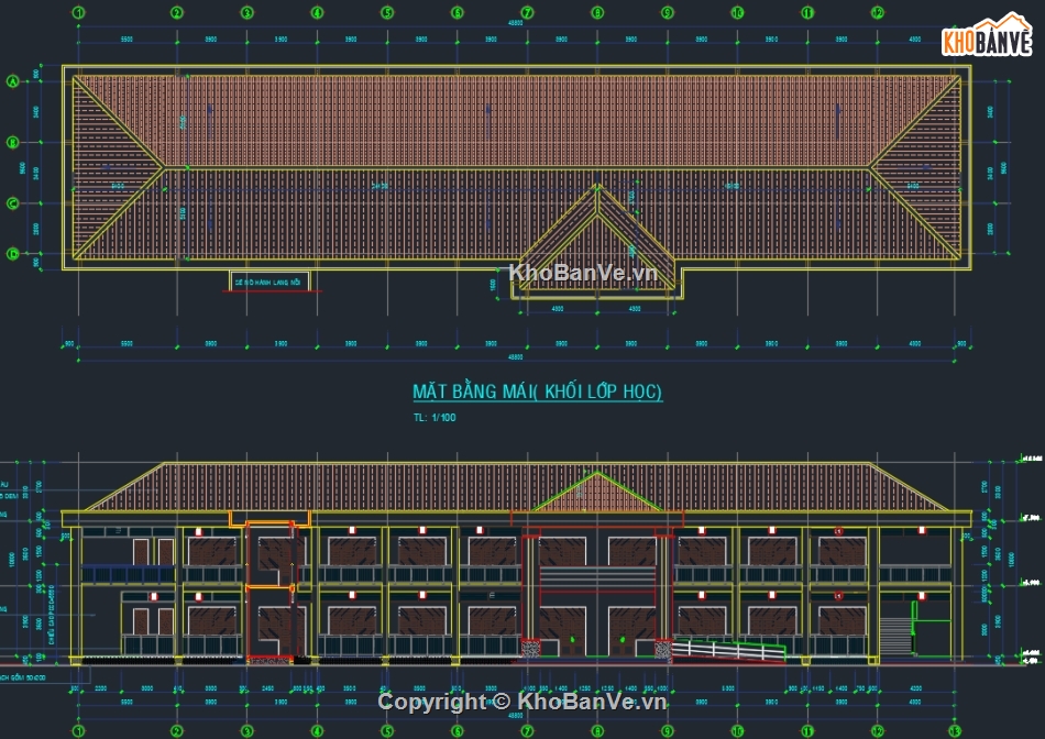 Bản vẽ trường học,trường tiểu học,thiết kế trường tiểu học,cad trường tiểu học,cad khối lớp học 2 tấng,trường tiểu học 2 tầng