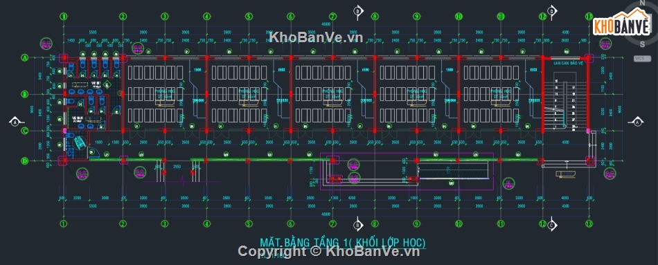 Bản vẽ trường học,trường tiểu học,thiết kế trường tiểu học,cad trường tiểu học,cad khối lớp học 2 tấng,trường tiểu học 2 tầng