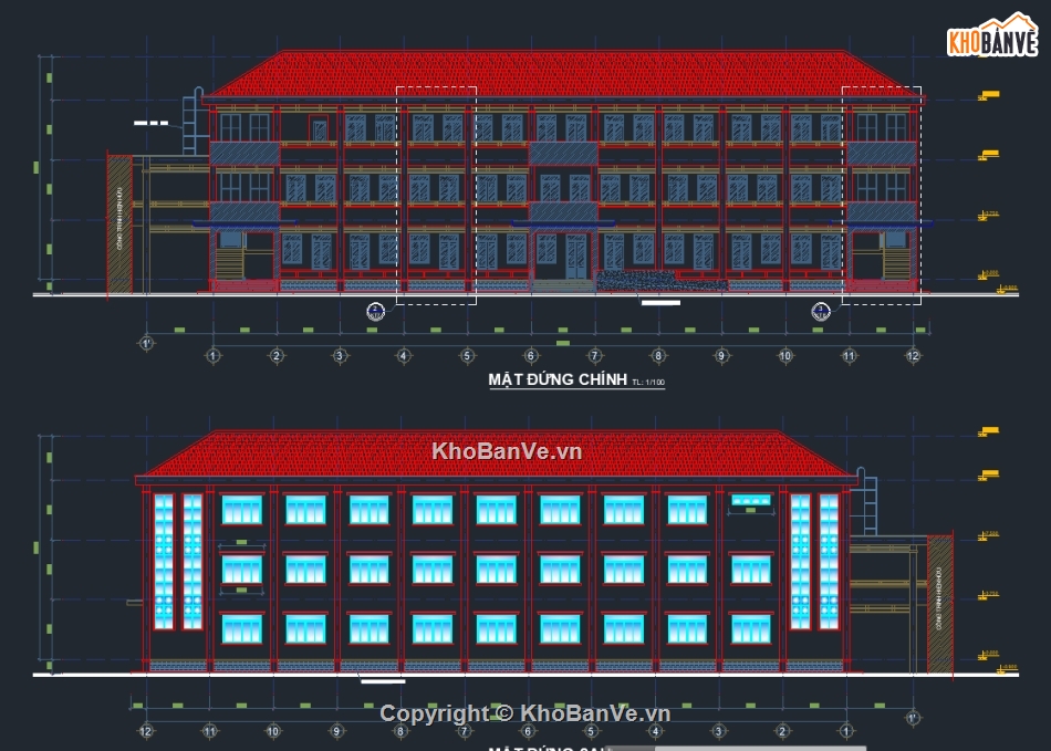 trường tiểu học,cad trường tiểu học,trường tiểu học 3 tầng,bản vẽ trường tiểu học,phòng chức năng trường 3 tầng,phòng học 3 tầng