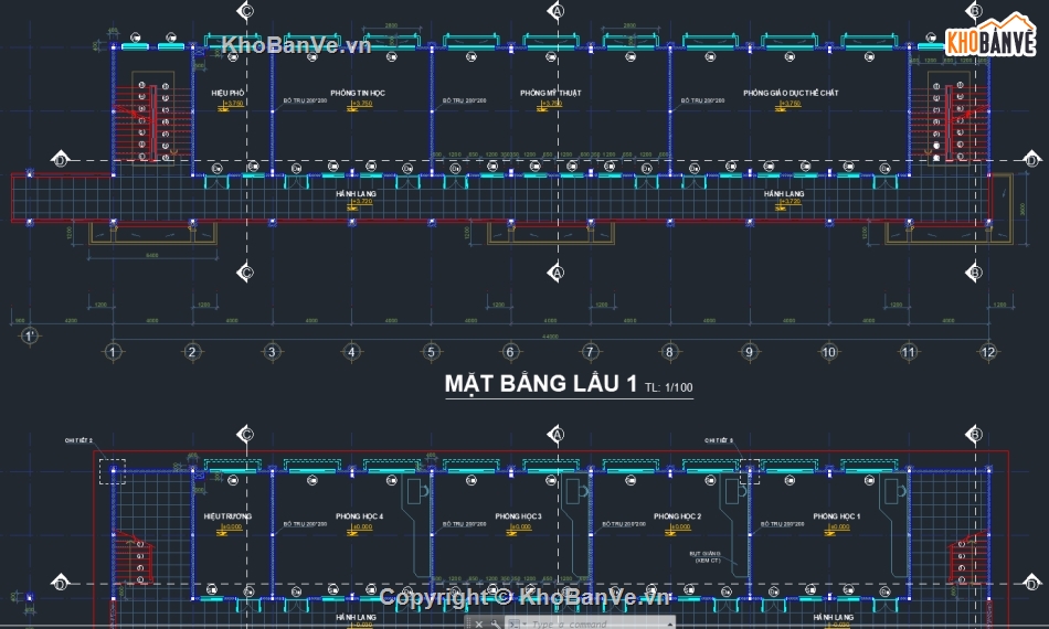 trường tiểu học,cad trường tiểu học,trường tiểu học 3 tầng,bản vẽ trường tiểu học,phòng chức năng trường 3 tầng,phòng học 3 tầng