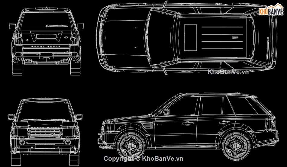 Bản vẽ cad xe Range Rover,xe sang Range Rover,file cad xe Range Rover