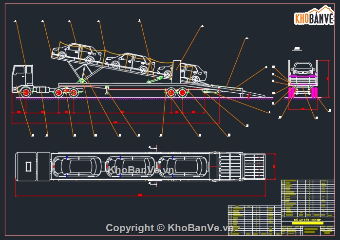 Bản vẽ cad,Xe vận tải,chuyển chở xe con