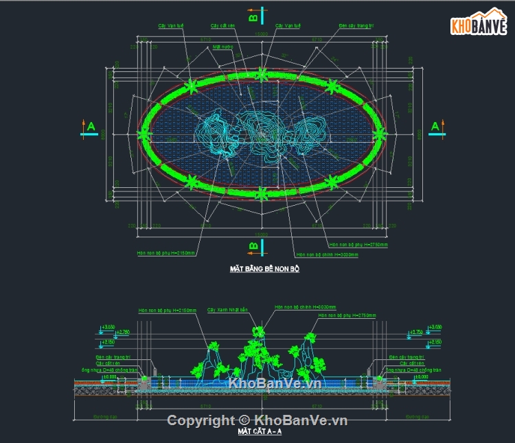 bản vẽ hòn non bộ,hòn non bộ,tiểu cảnh,cảnh quan hòn non bộ,cad hòn non bộ