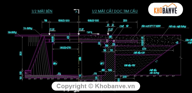 mố u tường cánh xiên,cầu dầm bản,bản vẽ cầu dầm,cầu bản mố nhẹ l=6,bản vẽ cầu bản,cầu bản l=6m b=8m