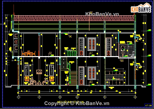 Bản vẽ nhà phố,Bản vẽ chi tiết,2 tầng,nhà phố 5 x 20m,nhà phố  2 tầng