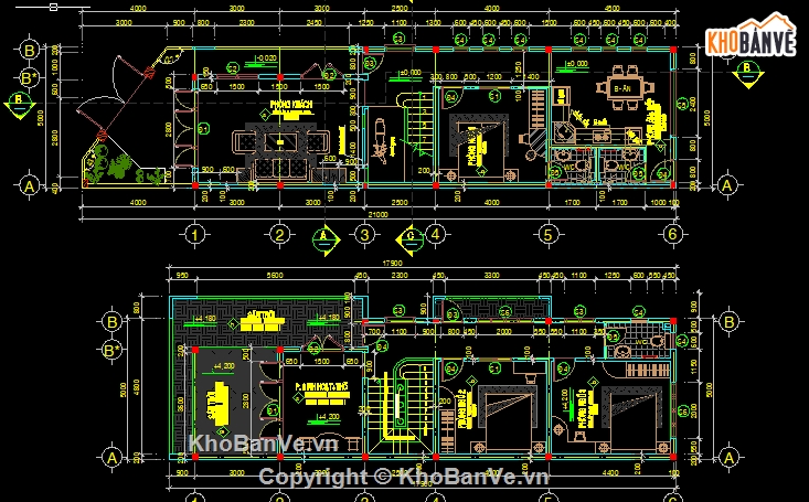 Bản vẽ nhà phố,Bản vẽ chi tiết,2 tầng,nhà phố 5 x 20m,nhà phố  2 tầng