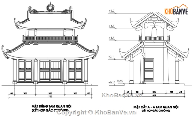 đình chùa cổ,tam quan đình chùa,chi tiết đình chùa,mẫu đình chùa đẹp,bản vẽ đình chùa Tam Quan