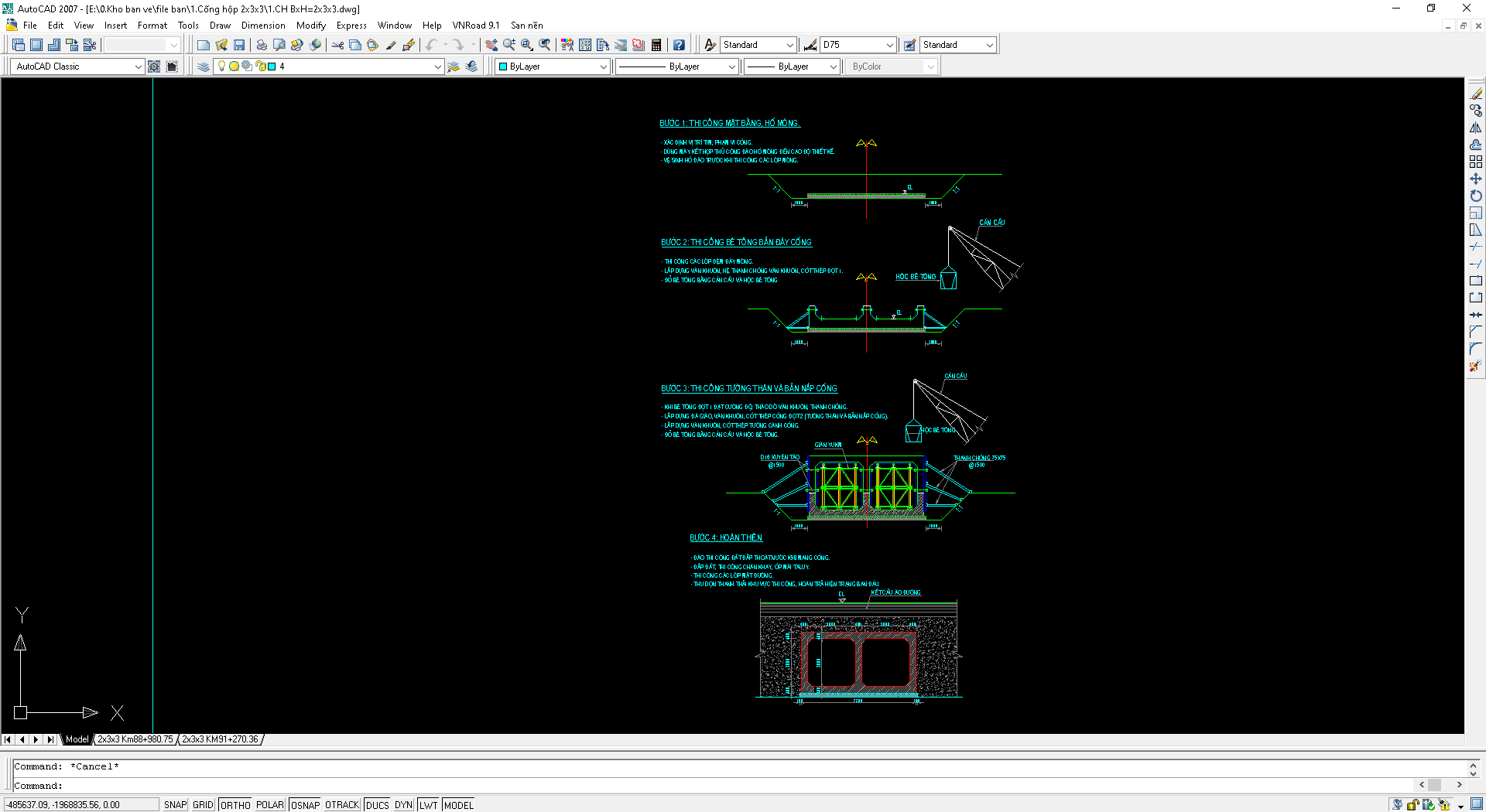 cống hộp đôi,Bản vẽ cad cống hộp,cống đôi