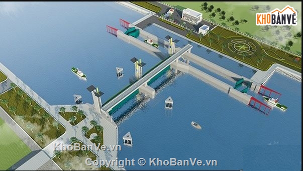 Bản vẽ thủy lợi,Bản vẽ autocad,Cầu Tân Thuận,Cổng kiểm soát thủy triều