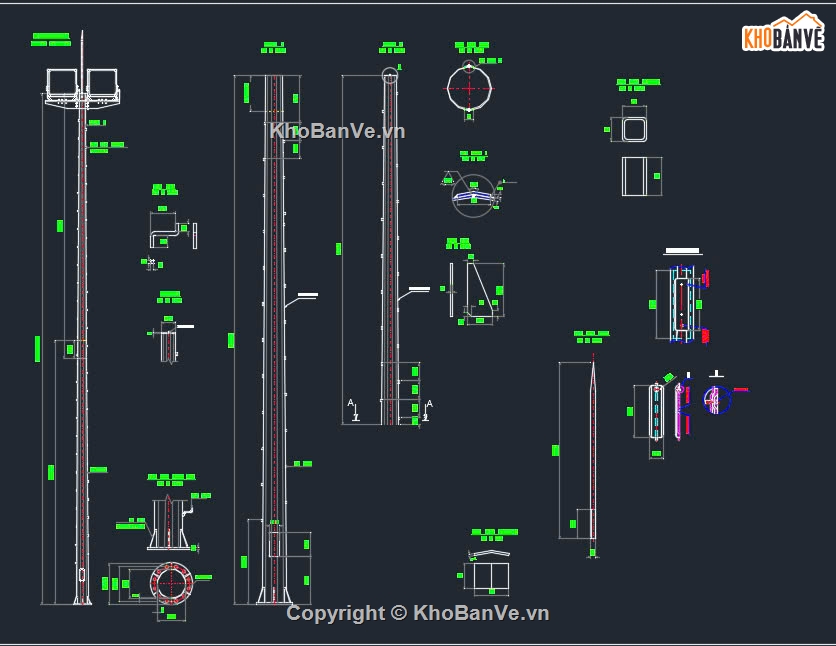 đèn chiếu sáng,cột đèn chiếu sáng,Bản vẽ chi tiết chiếu sáng