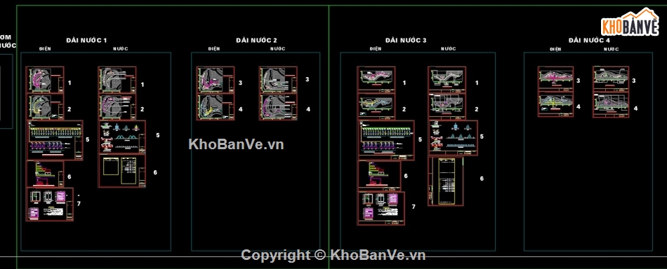 Bản vẽ cơ điện đài phun nước,thiết kế đài phun nước,hệ thống đài phun nước,ME đài phu nước