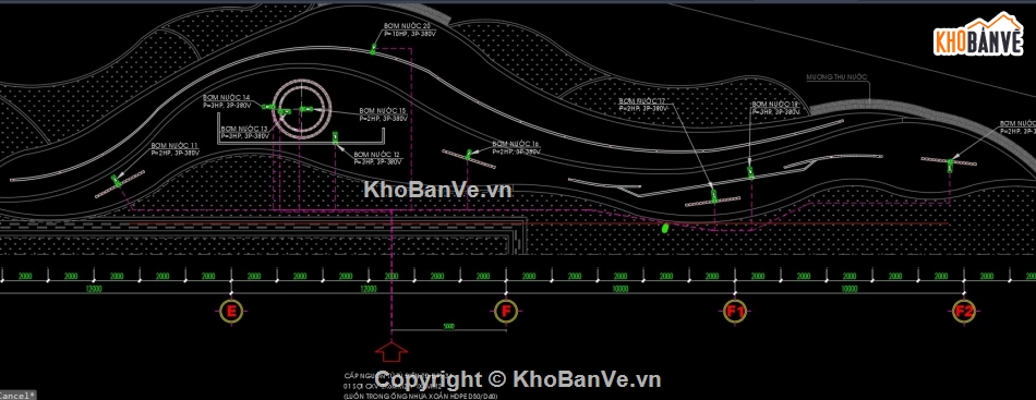Bản vẽ cơ điện đài phun nước,thiết kế đài phun nước,hệ thống đài phun nước,ME đài phu nước