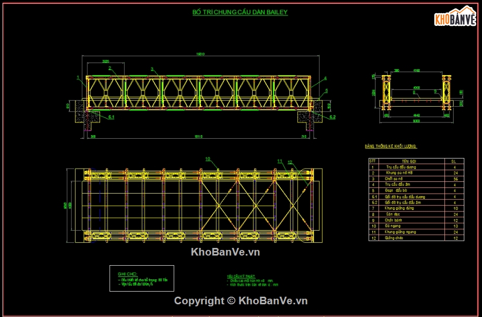 Cầu bailey,Cầu thép,Bản vẽ