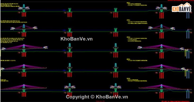 biện pháp thi công cầu,Bản vẽ thi công,cầu dây văng