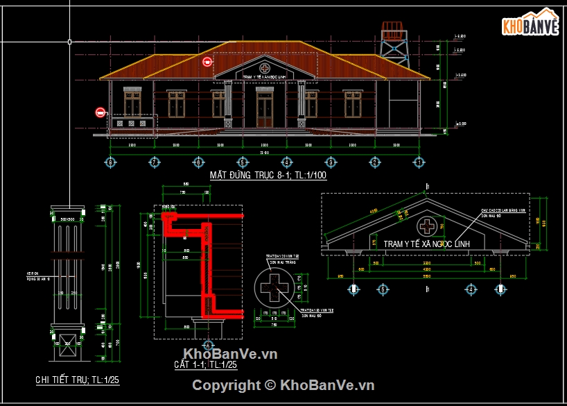 trạm xá xã,bản vẽ trạm y tế,trạm y tế xã,Bản vẽ Trạm y tế xã