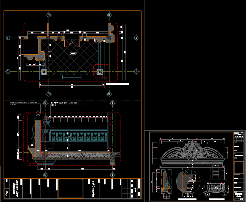 Bản vẽ chi tiết,chi tiết cổ,mặt tiền