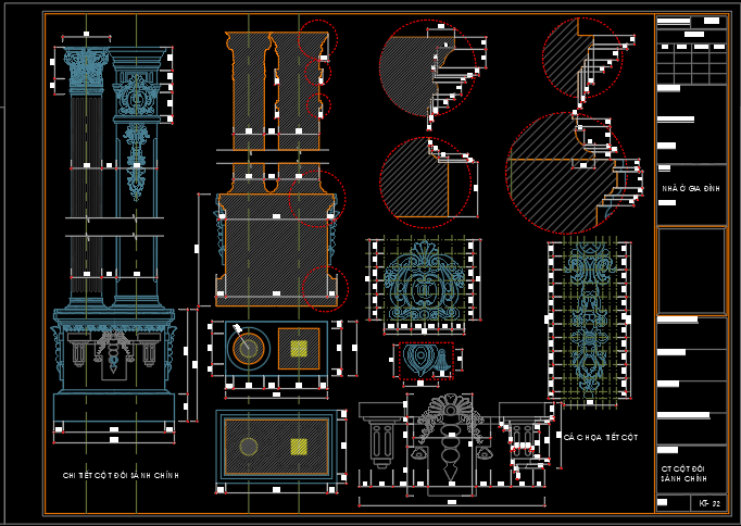 Bản vẽ chi tiết,chi tiết cổ,mặt tiền