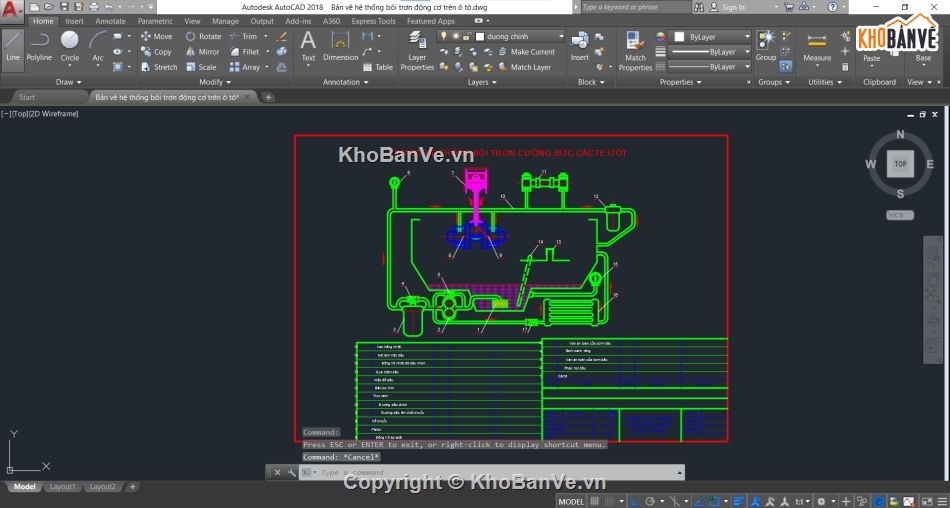 bôi trơn trên động cơ,Bản vẽ hệ thống bôi trơn,Bản vẽ cad động cơ