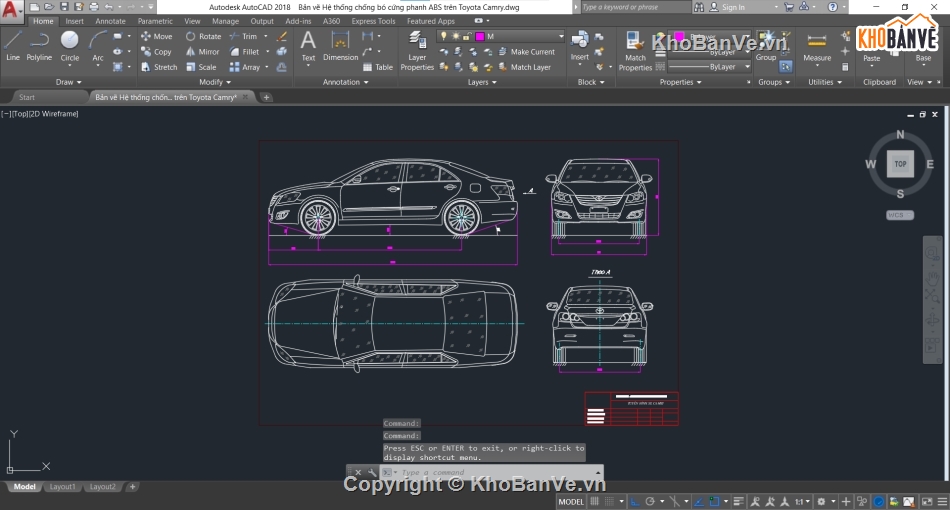 phanh ABS xe Toyota Camry,Bản vẽ hệ thống phanh,chống bó cứng khi phanh