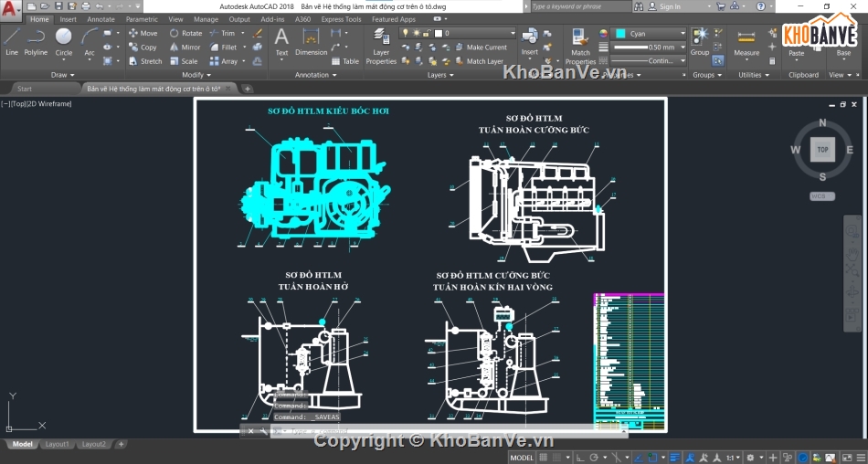 hệ thống làm mát,cad hệ thống làm mát động cơ,Bản vẽ cad động cơ