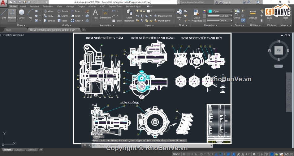 hệ thống làm mát,cad hệ thống làm mát động cơ,Bản vẽ cad động cơ