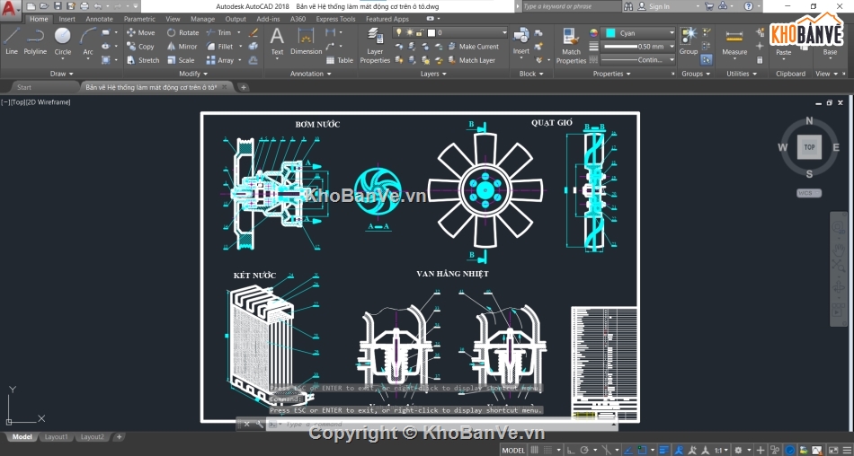 hệ thống làm mát,cad hệ thống làm mát động cơ,Bản vẽ cad động cơ