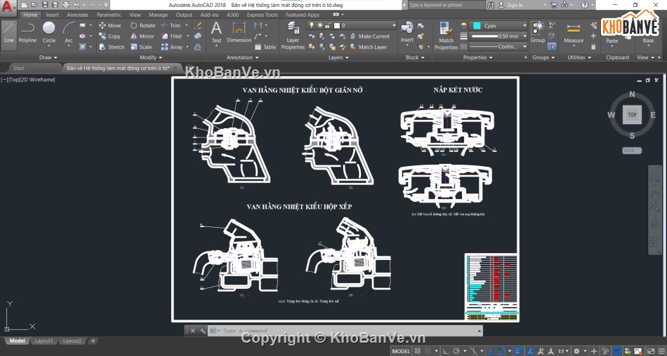 hệ thống làm mát,cad hệ thống làm mát động cơ,Bản vẽ cad động cơ