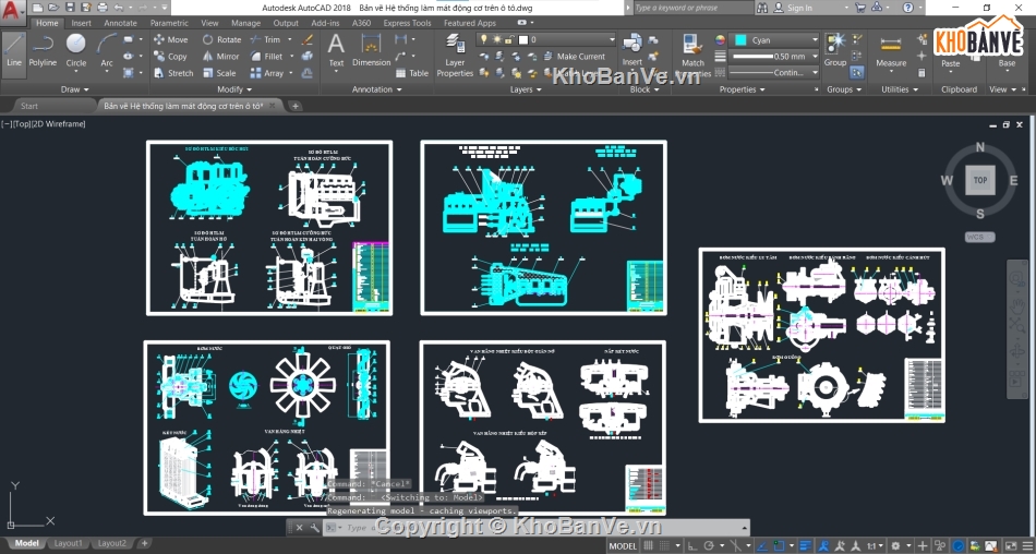 hệ thống làm mát,cad hệ thống làm mát động cơ,Bản vẽ cad động cơ