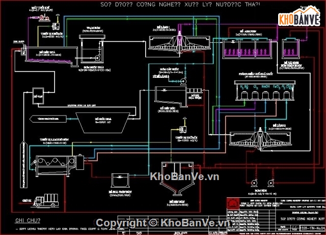 Bản vẽ hệ thống xử lý cấp thoát nước khu công nghiệp Đông Mai Hà ...